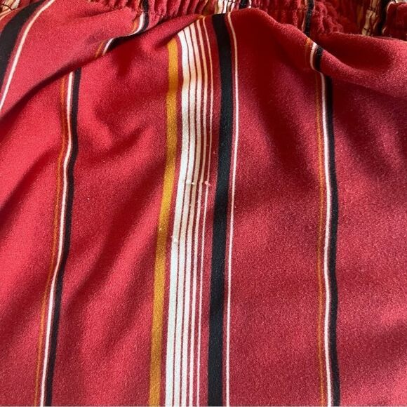 Off The Shoulder Flowy Boho Flared Bell Sleeve Peasant Top Red Striped - Picture 5 of 5